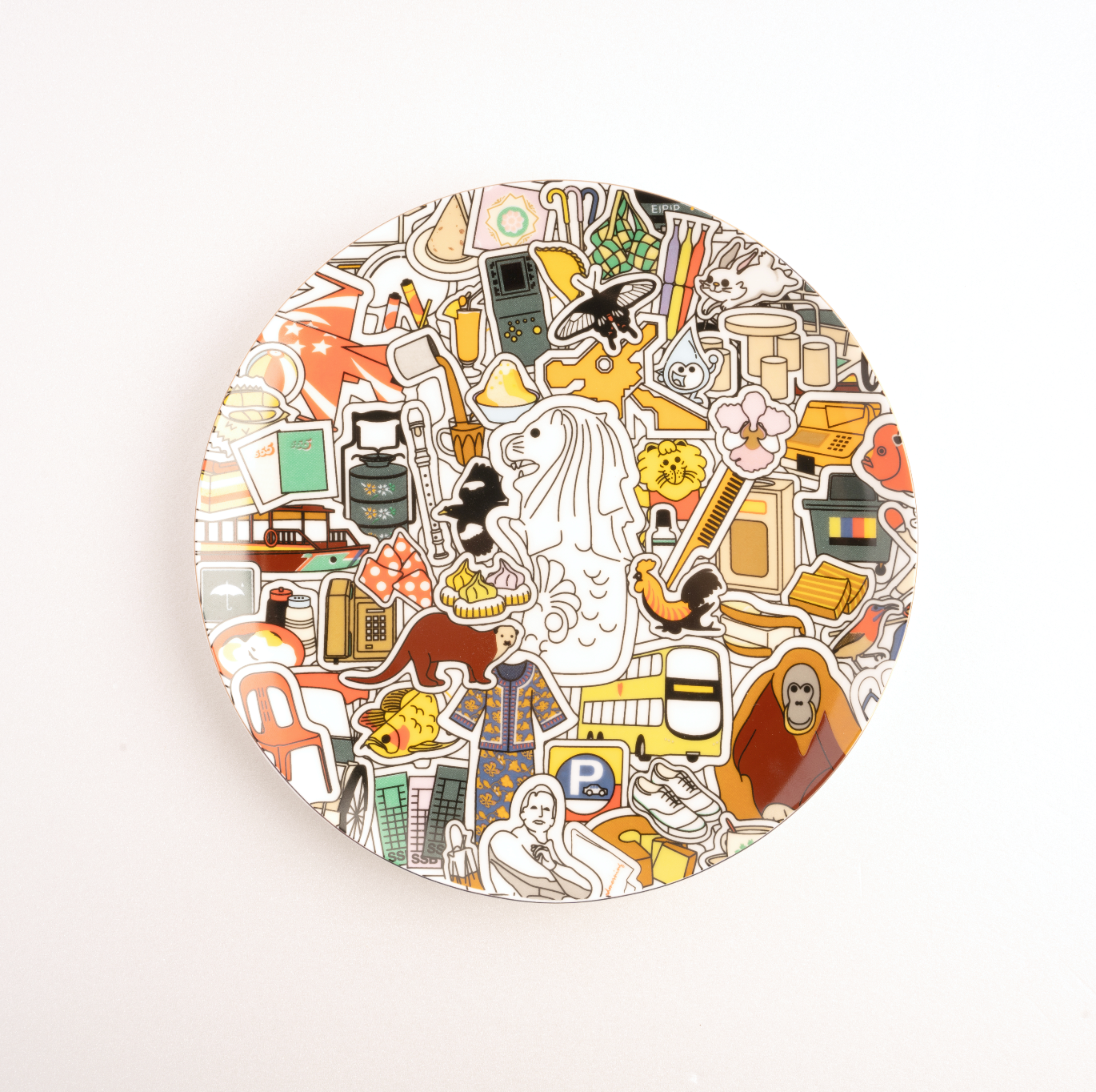 Singapore Stickers - Merlion 8 Inch Plate