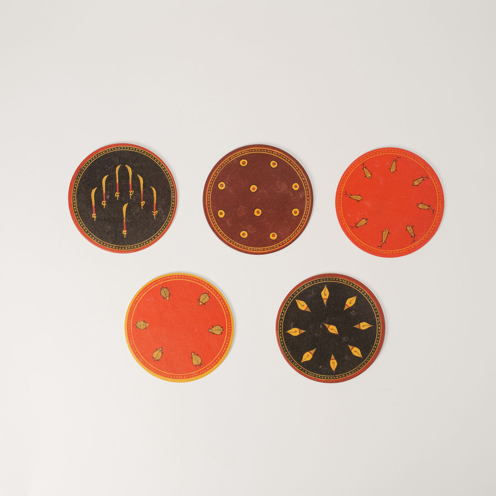 Set of 5 Paper Coasters (Dashavatara Ganlita 5-10 Playing Cards Collection)