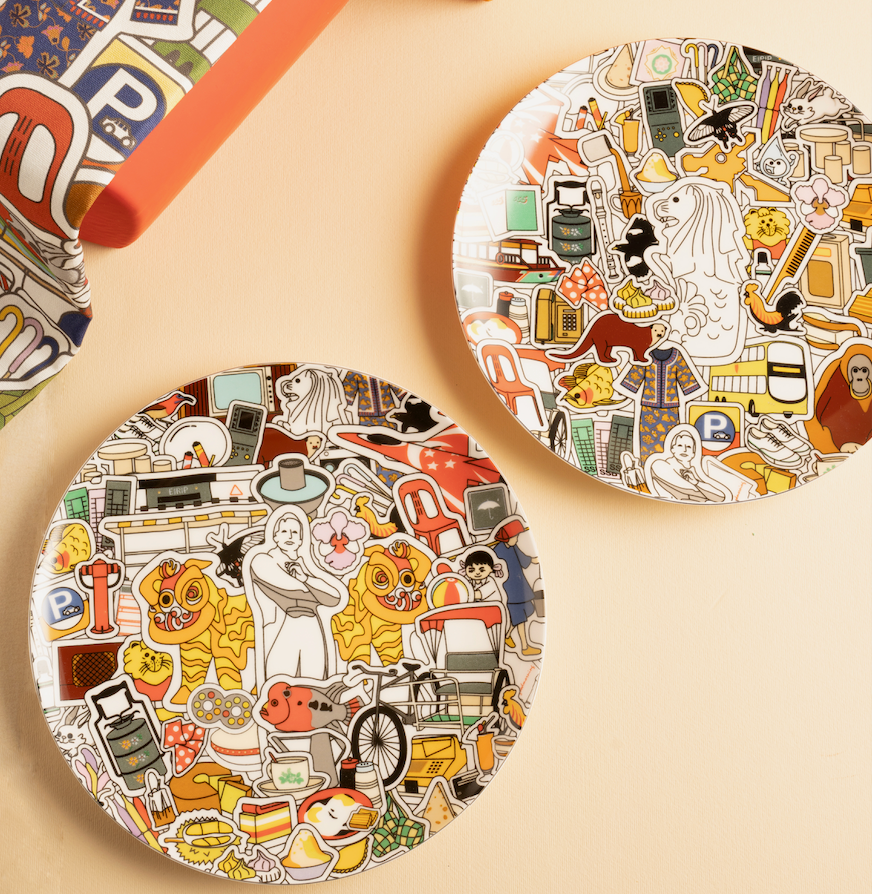Singapore Stickers - Merlion 8 Inch Plate