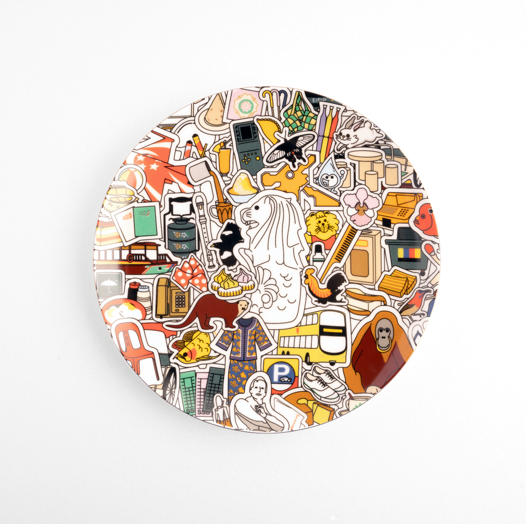 Singapore Stickers - Merlion 8 Inch Plate