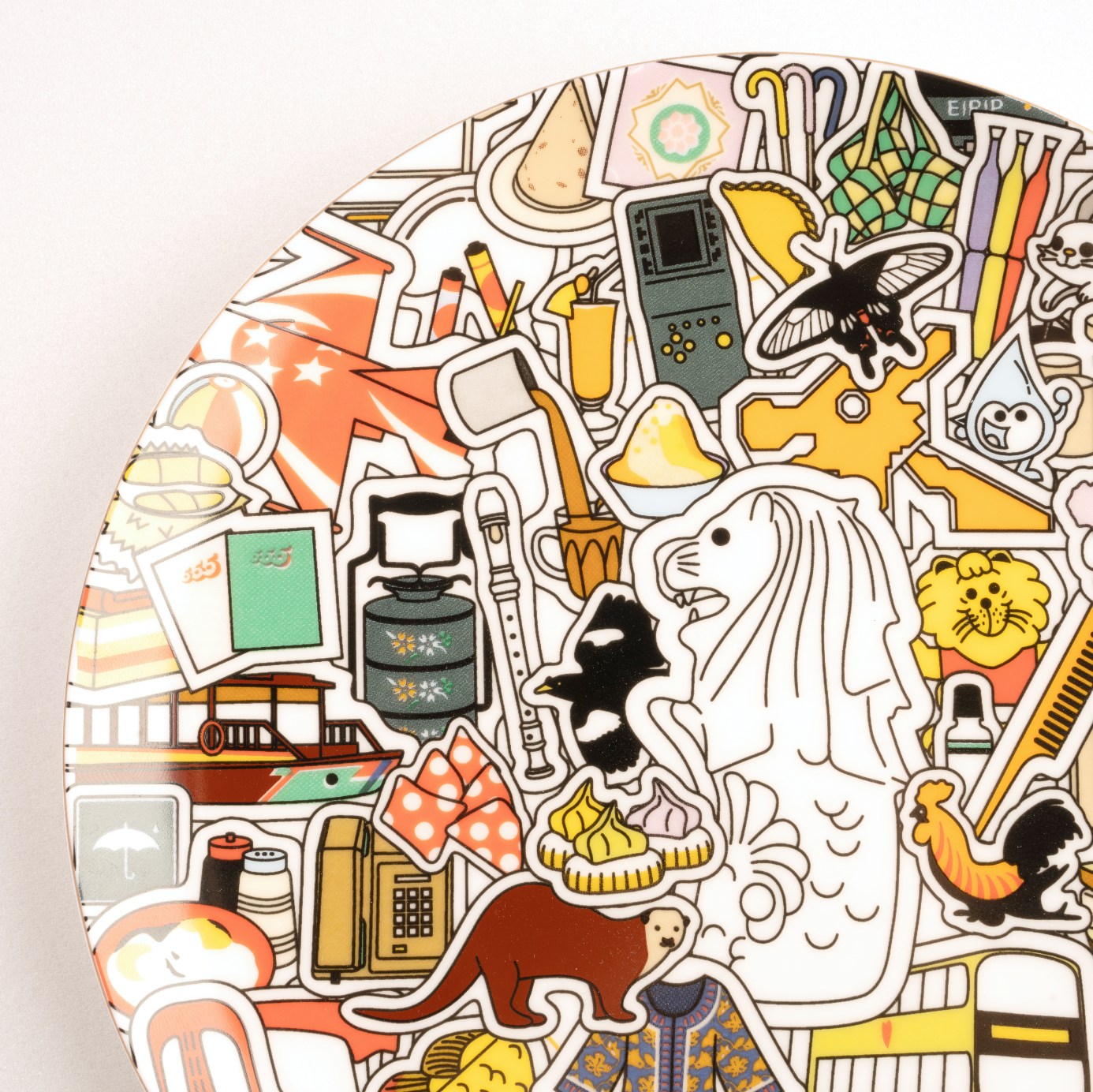 Singapore Stickers - Merlion 8 Inch Plate