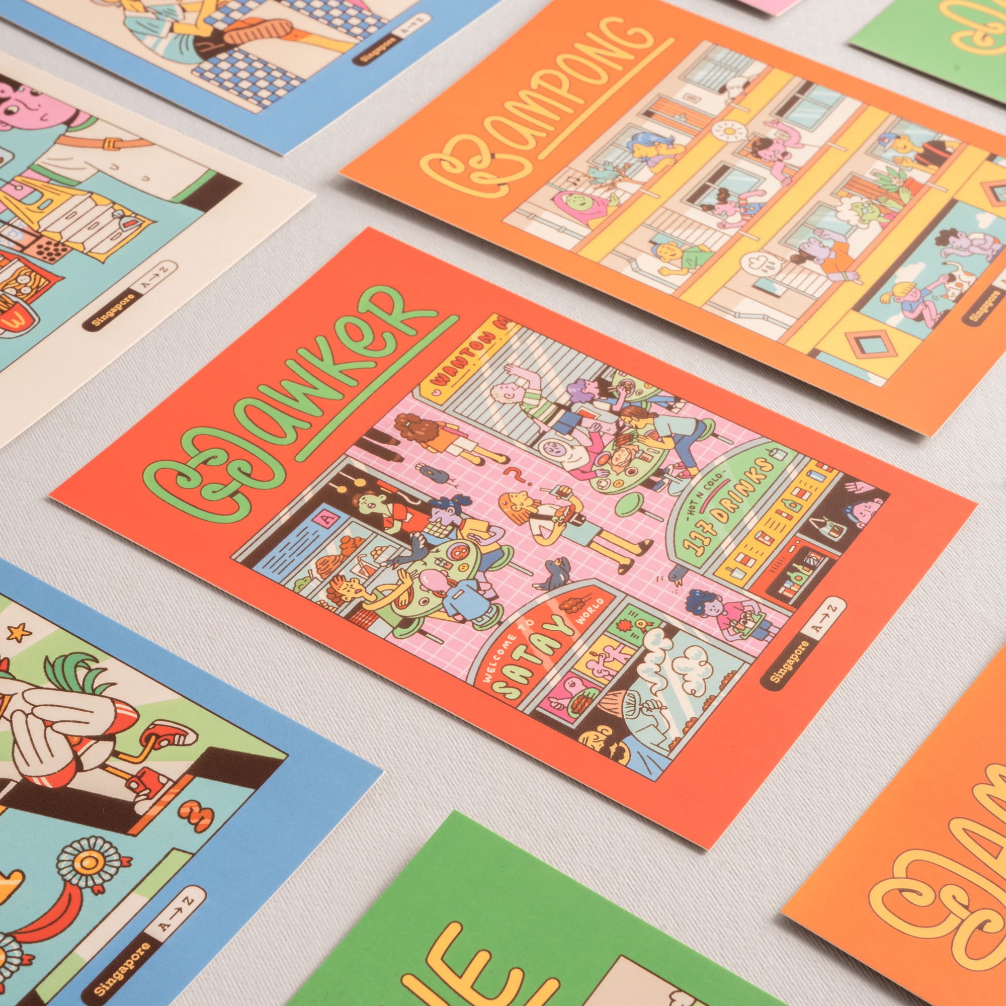 Singapore A to Z - Single illustrated Postcard