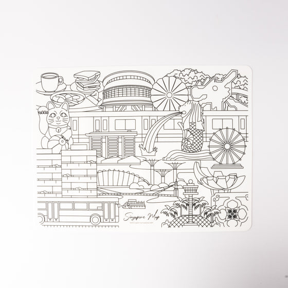 Singapore Map - Silicon Colouring Placemat